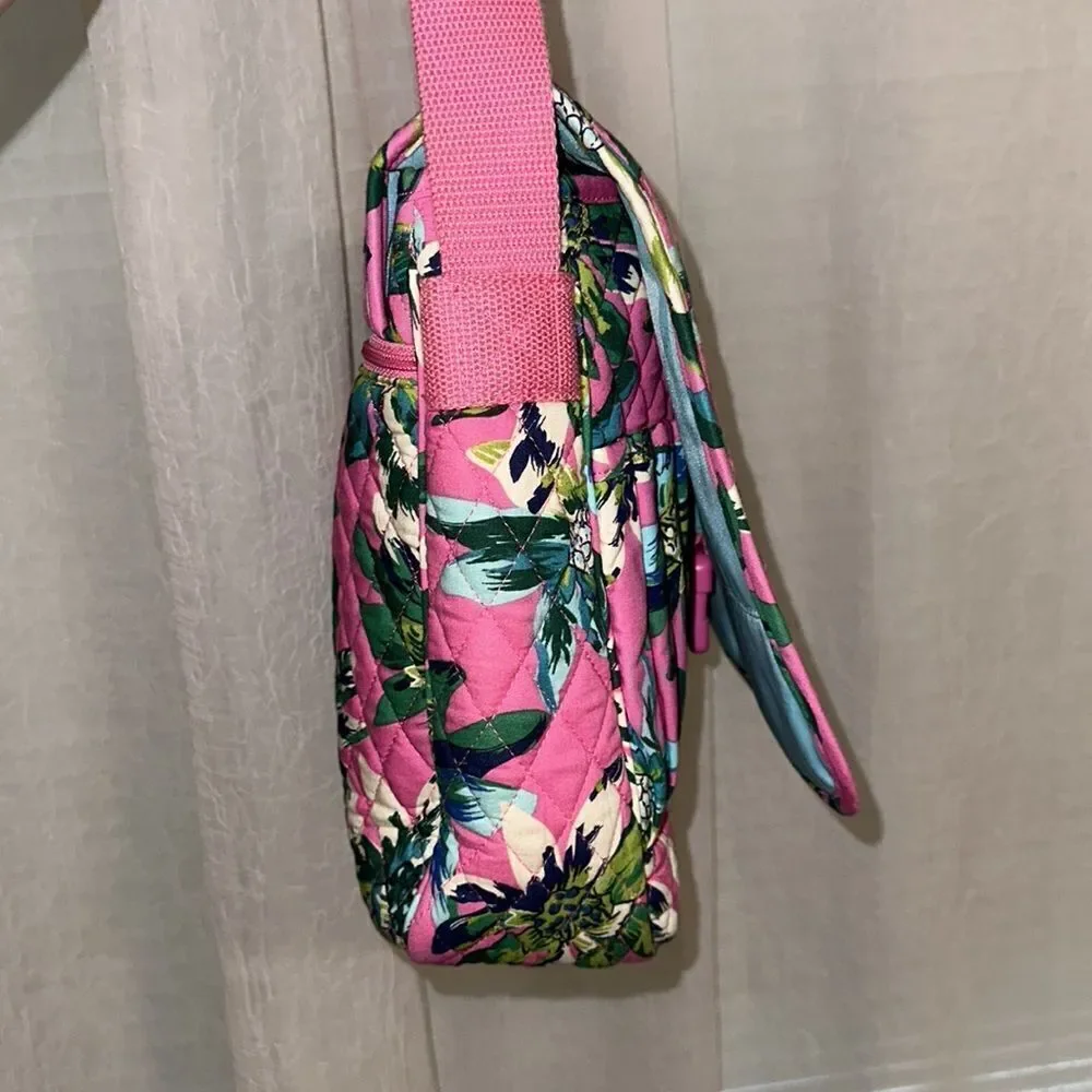 Vera Bradley LightenUp Tropical Paradise Pink Green Beige Messenger Shoulder Bag